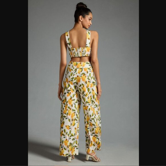 FARM Rio x Anthropologie Halter Cutout Wide-Leg Jumpsuit Medium Petite EUC - Picture 2 of 10